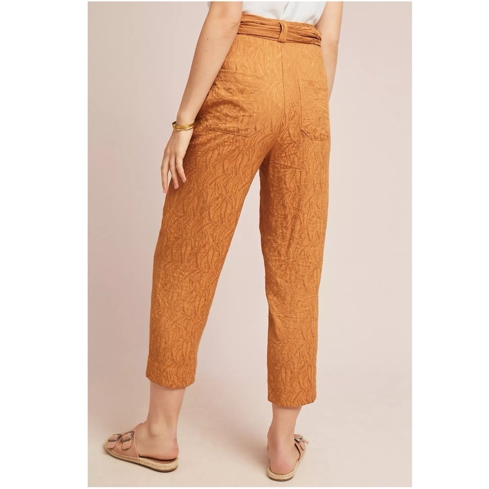 Anthropologie Tapered High Rise Balloon Pants 6 Burnt Orange Belted Bow Fall - Picture 7 of 17